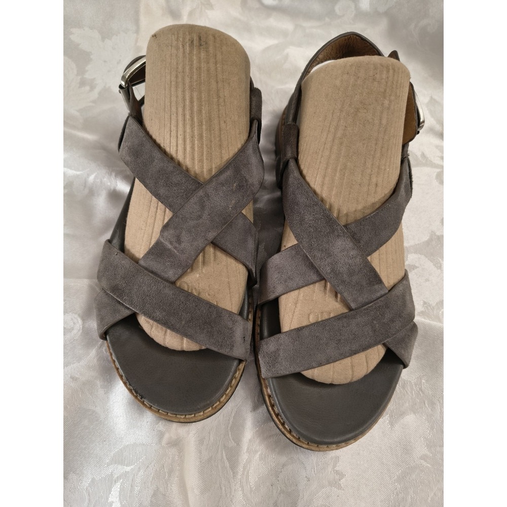 Sofft Gray Leather Strappy Buckle Sandals Adjustable Women's Size 8.5 M Comfort
